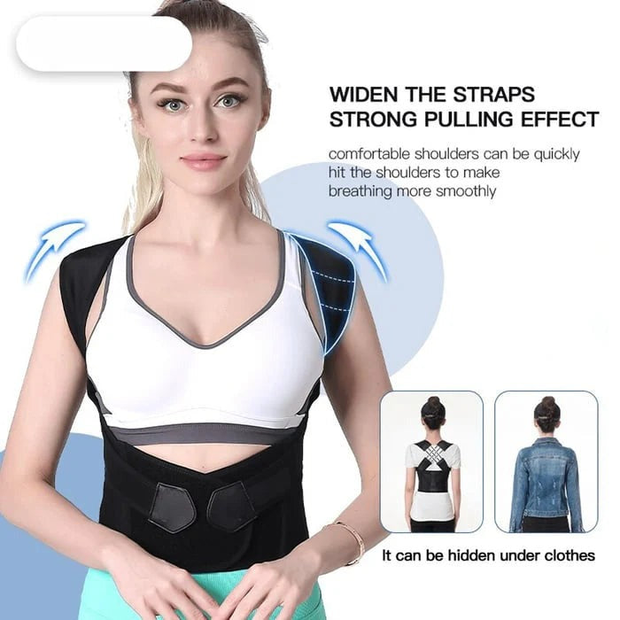 Adjustable shoulder straps pair with a wide wraparound waist fastening