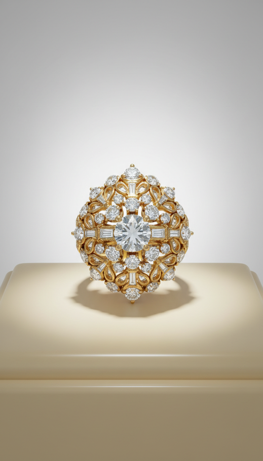Diamond Cocktail Ring in 22k Gold